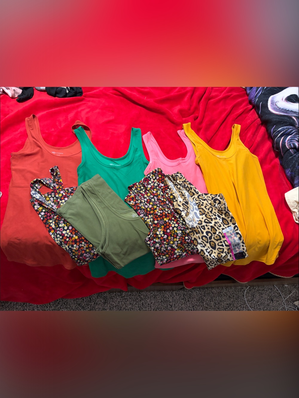 aerie tank tops in coral, green, pink, yellow